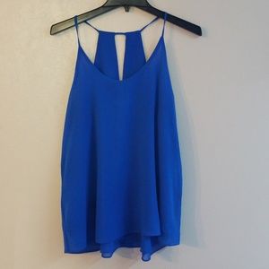 Mine Royal Blue Chiffon Tank Top Blouse Size L